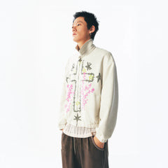 1997 POSTOFFICE Floral Cross Faux Suede Jacket