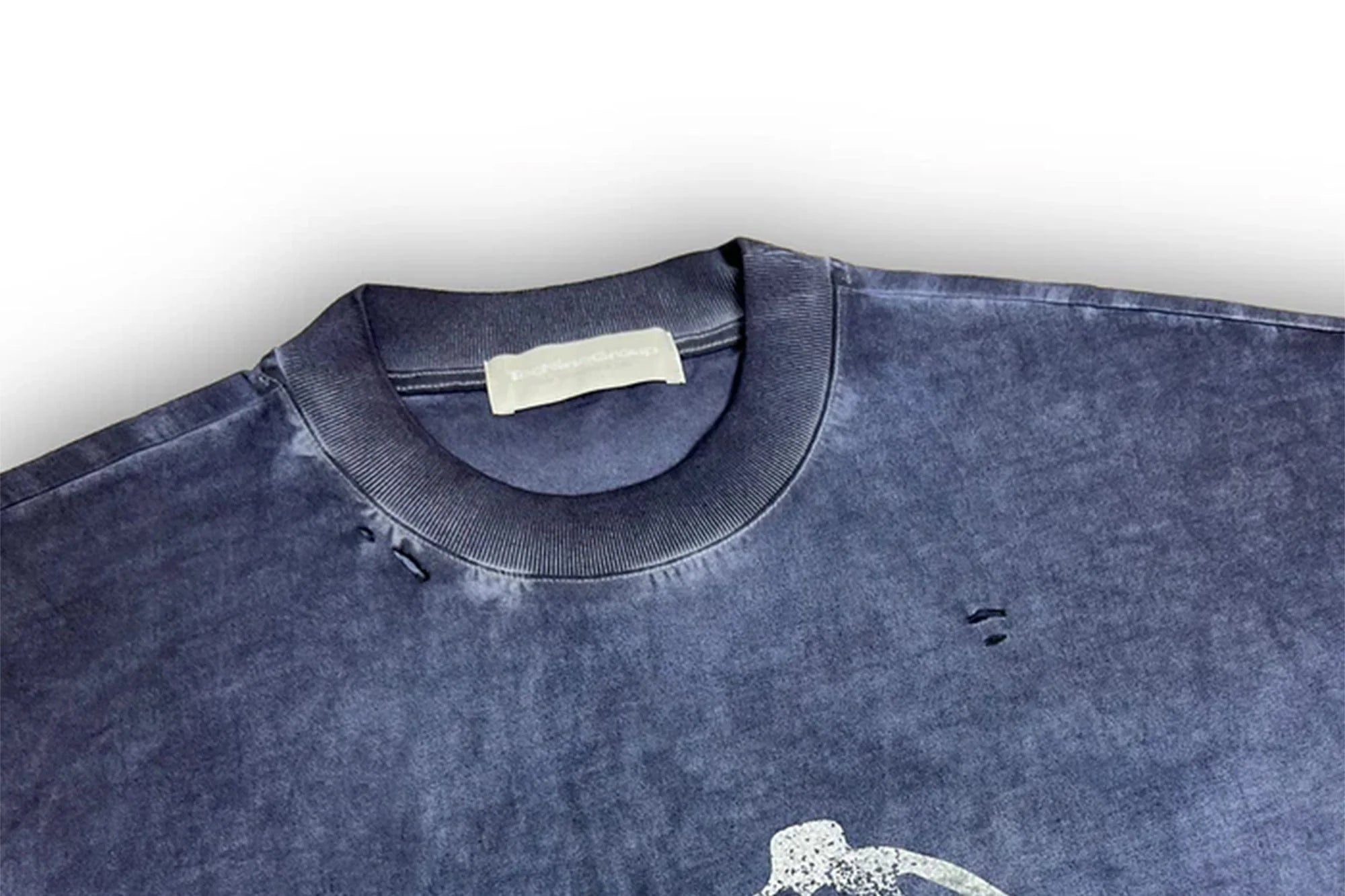 TECNINEGROUP Distressed Blue-Dyed Graphic T-Shirt