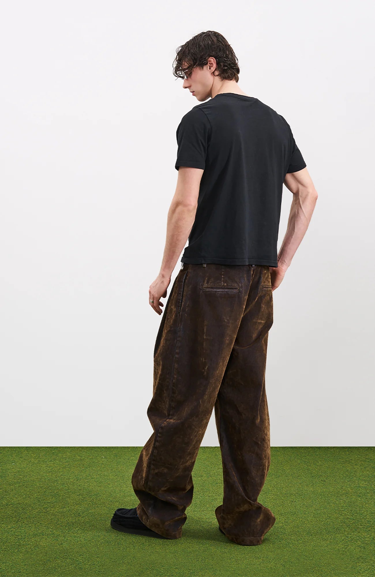 PMW Retro Flocked Washed Denim Pants