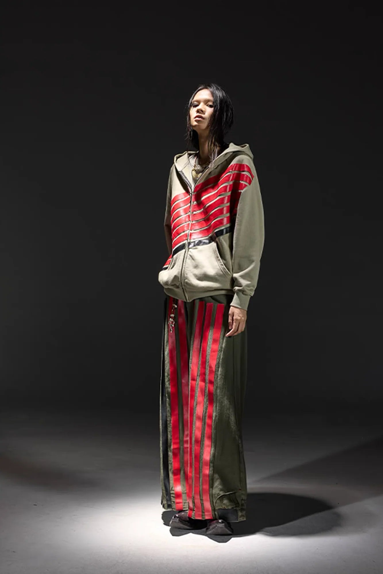 NOTHINGNESS WORLD Four-Stripe Wide-Leg Sweatpants