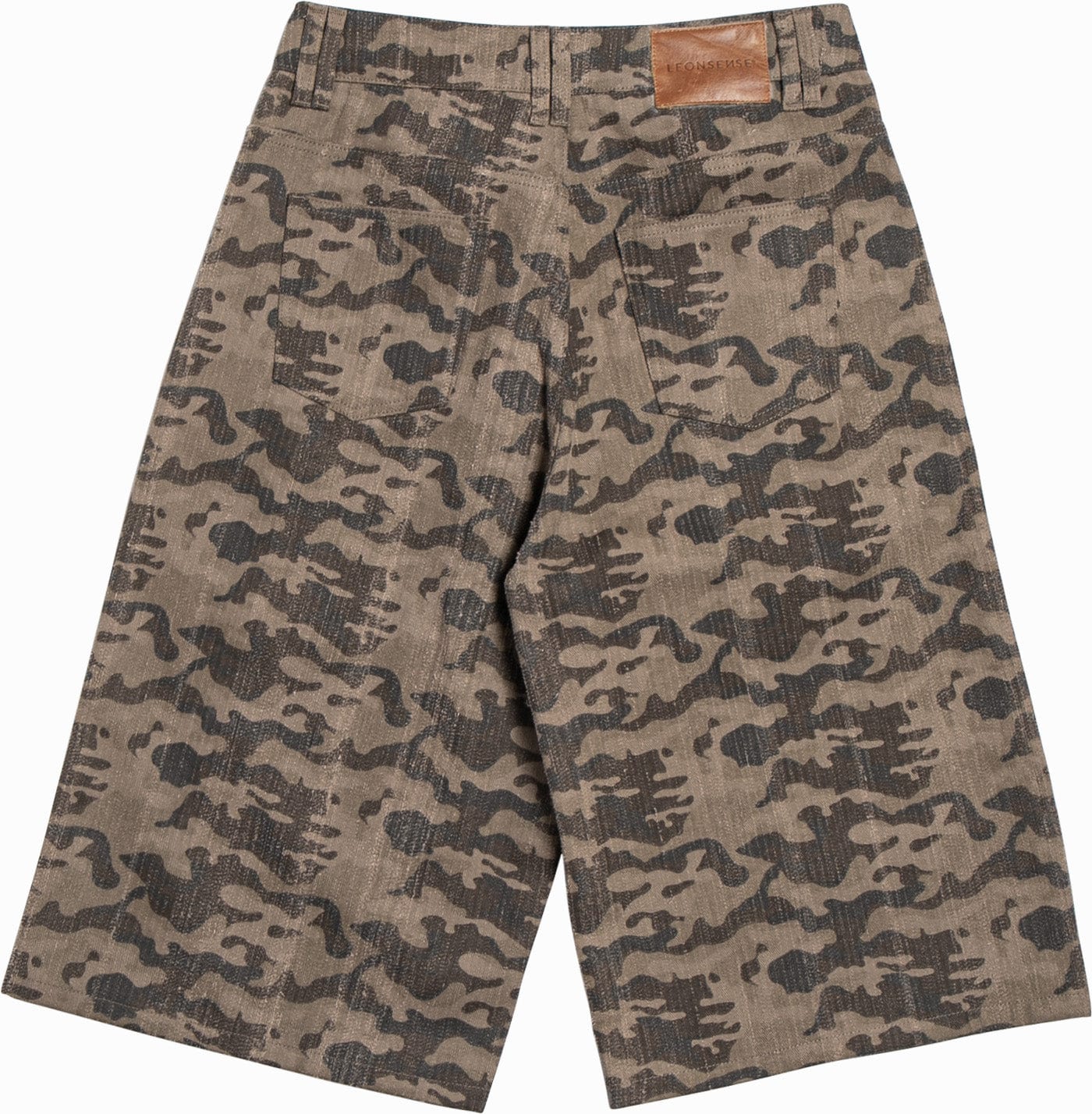 LEONSENSE Deconstructed Camo Cargo Shorts