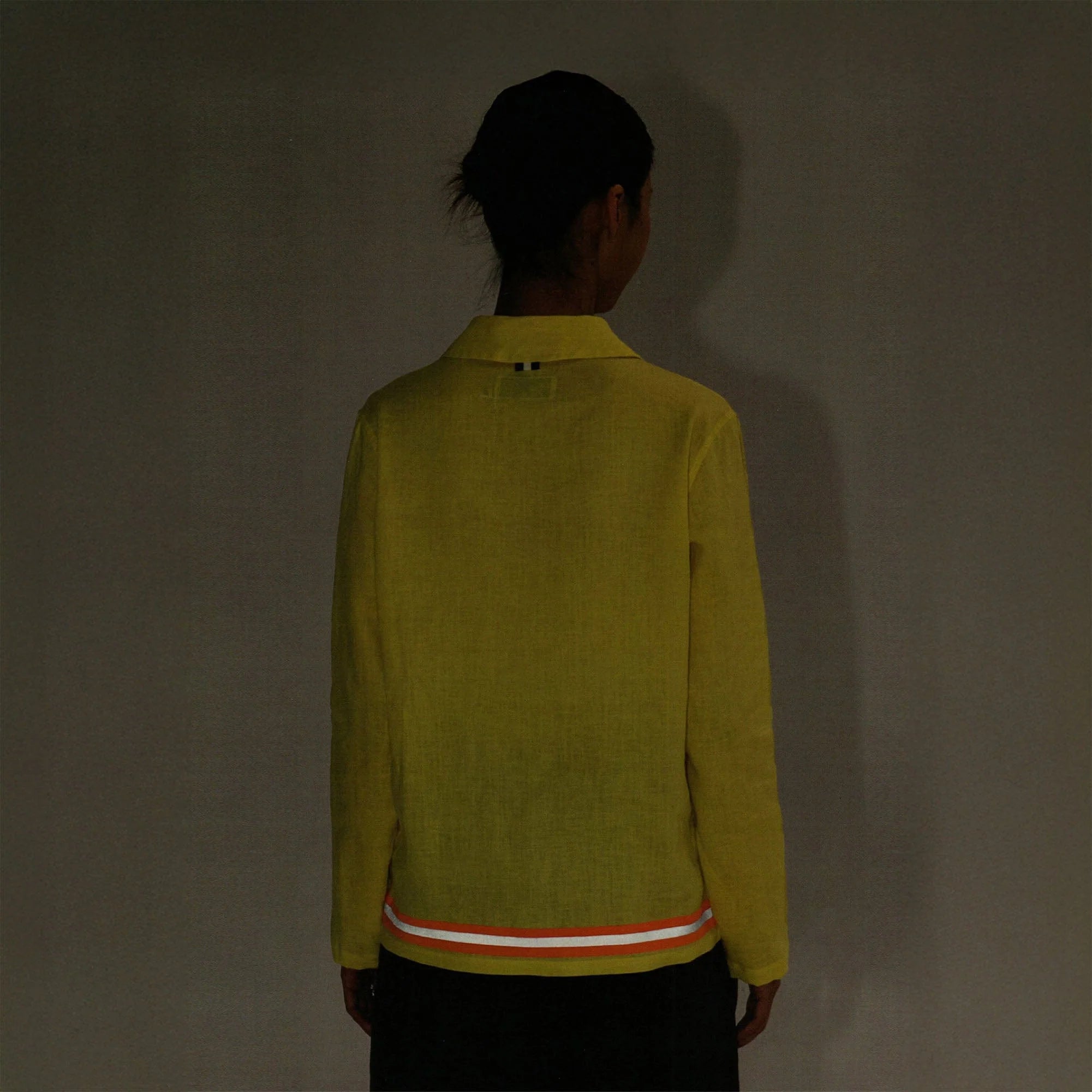 URBAN+FOREST Linen Reflective Trim Long-Sleeve Polo