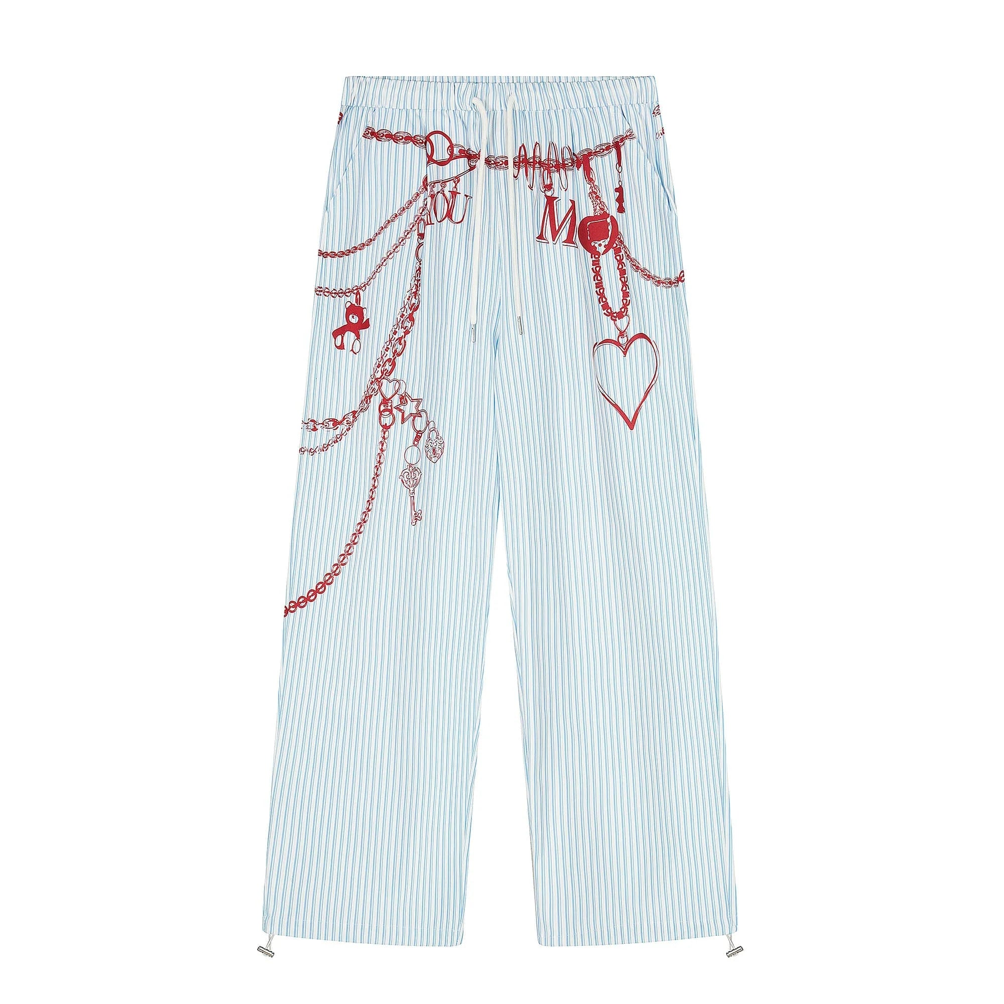 CLP Charm Graphic Striped Drawstring Pants