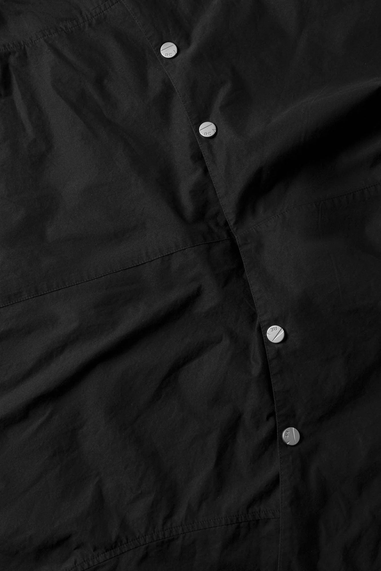 RELABEL Detachable Hood Beaded Ruched Shirt Black