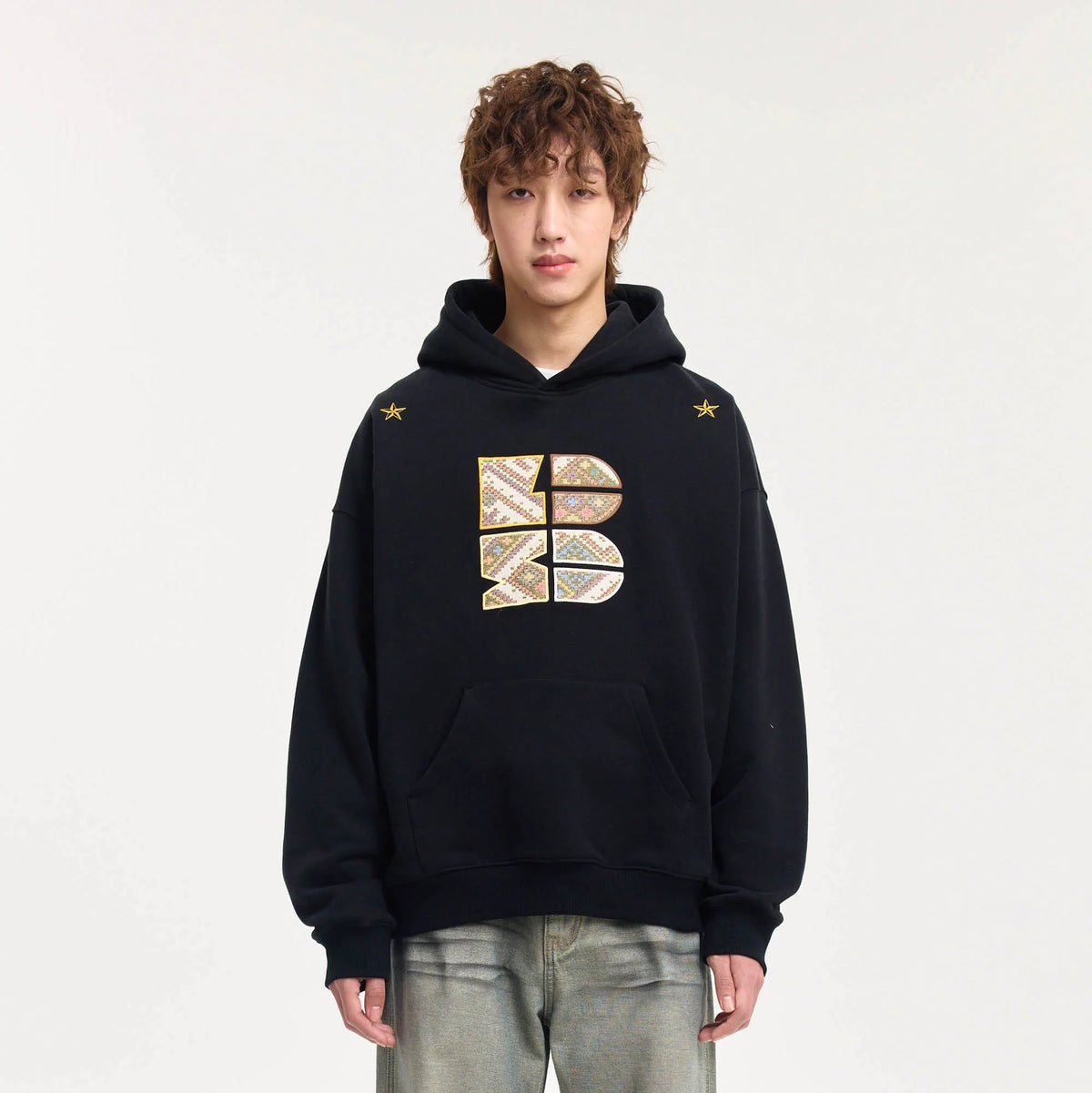 BONELESS Tribal Jacquard LOGO Patch Embroidered Hoodie