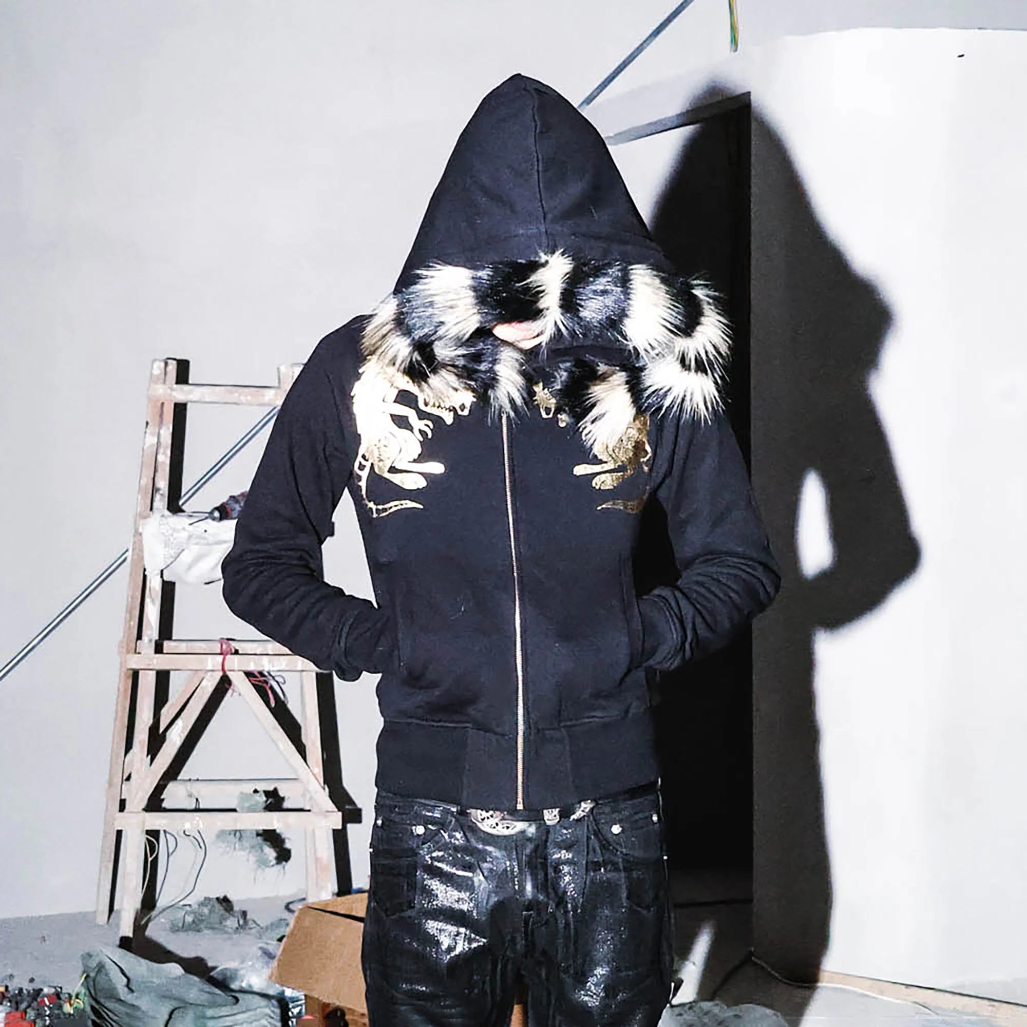 PCCVISION Foil Graphic Slim Zip-Up Hoodie
