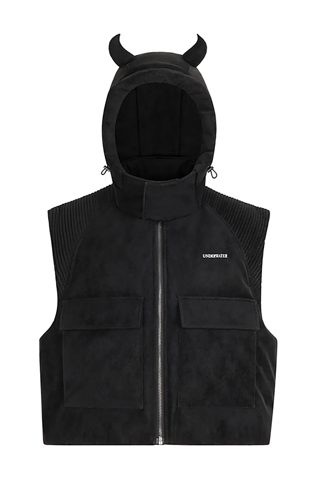 UNDERWATER Demon Horned Detachable Hood Down Vest