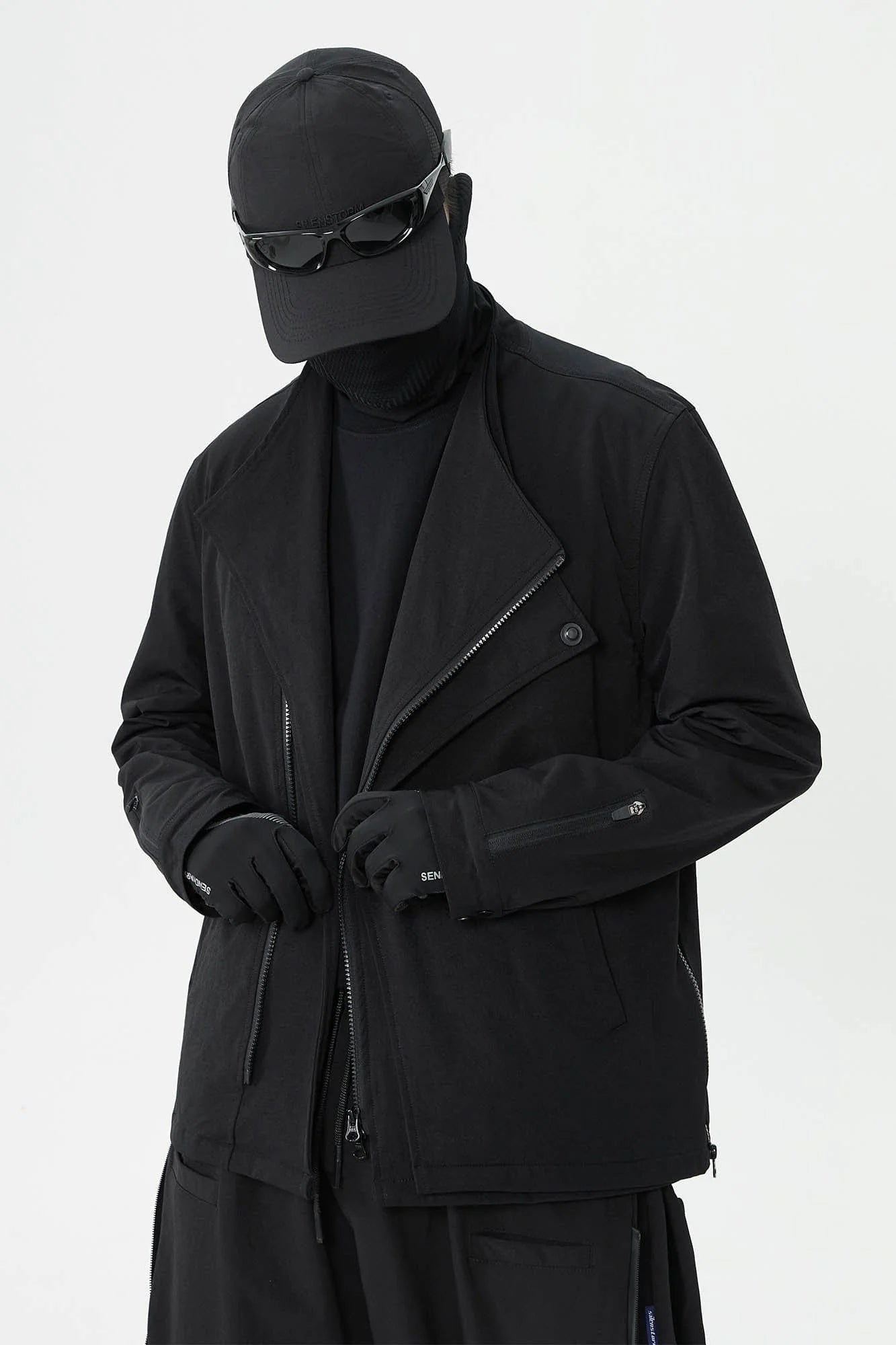 SILENSTORM Asymmetrical Double-Lapel Zipper Blazer Jacket