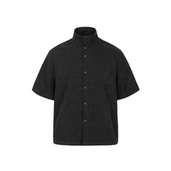OKAYTHXBYE Floral Embossed Stand Collar Shirt