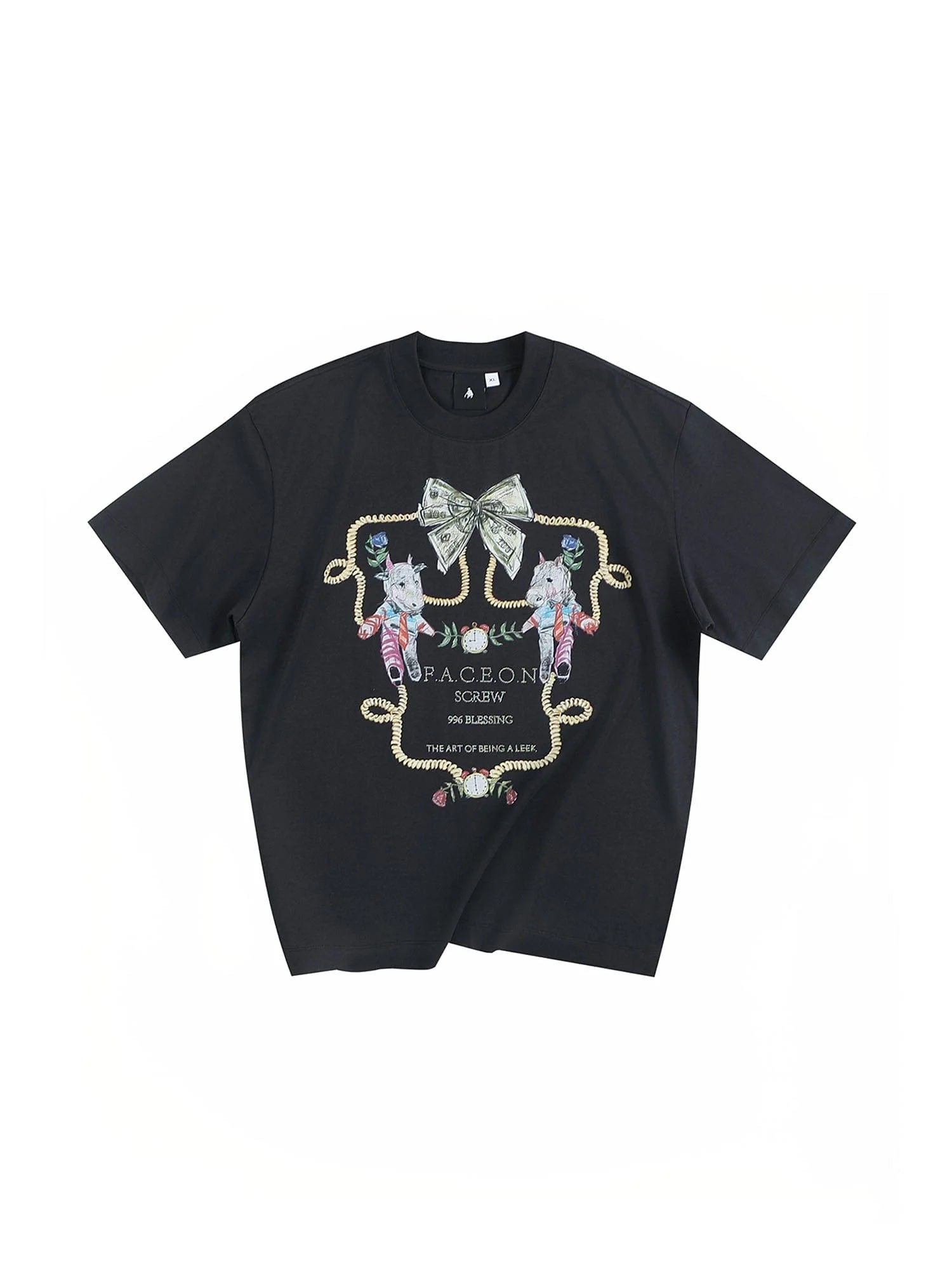 FACEONLAB Whimsical Cow and Horse T-Shirt
