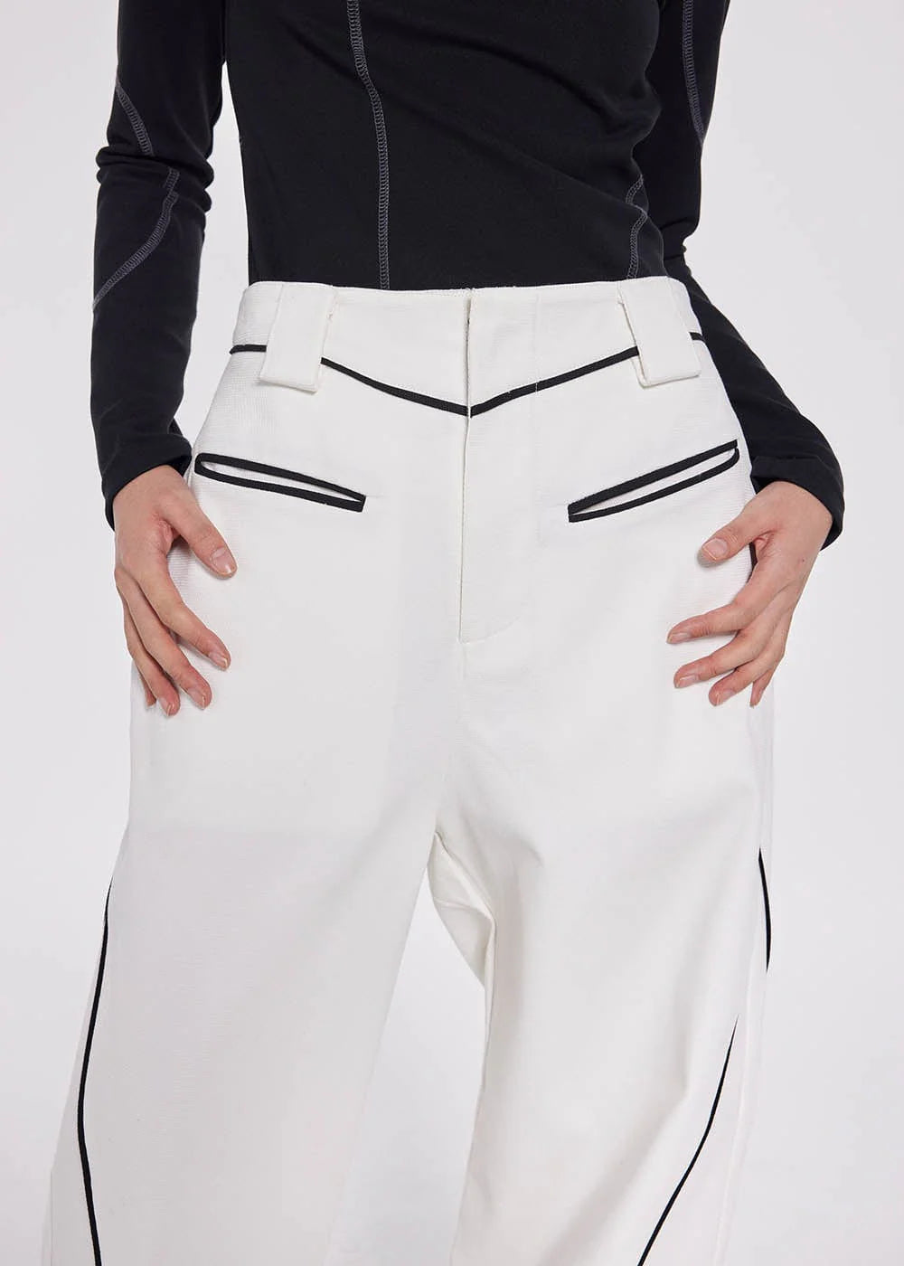 49PERCENT Paneled Zipper Wide-Leg Pants