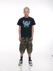 PHANTOMHUNTER Cartoon Eyeball Graphic Embroidered T-Shirt
