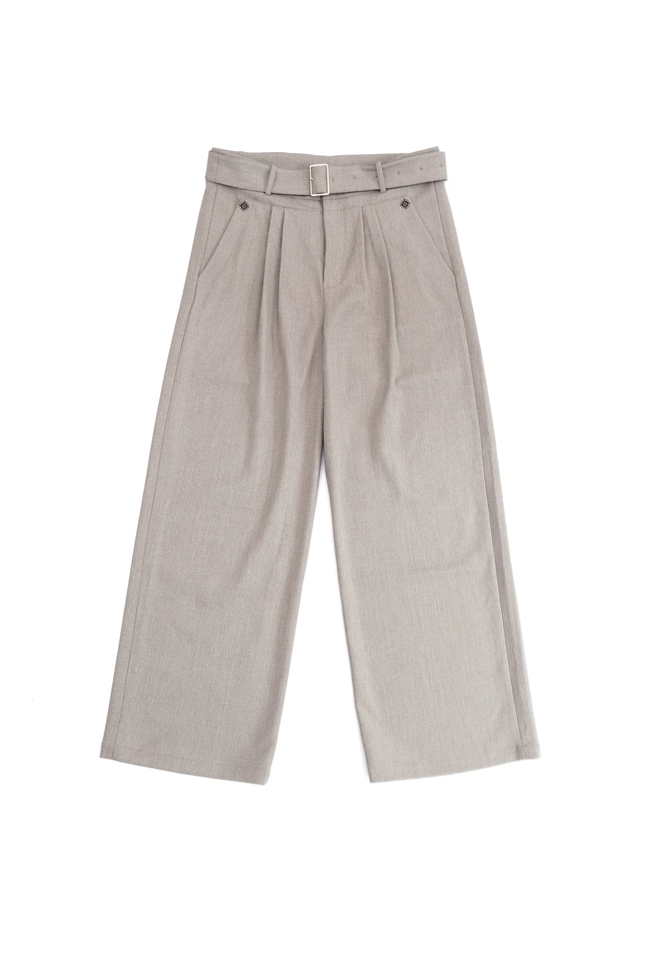 IN EXISTENCE Pleated Belted Wide-Leg Trousers