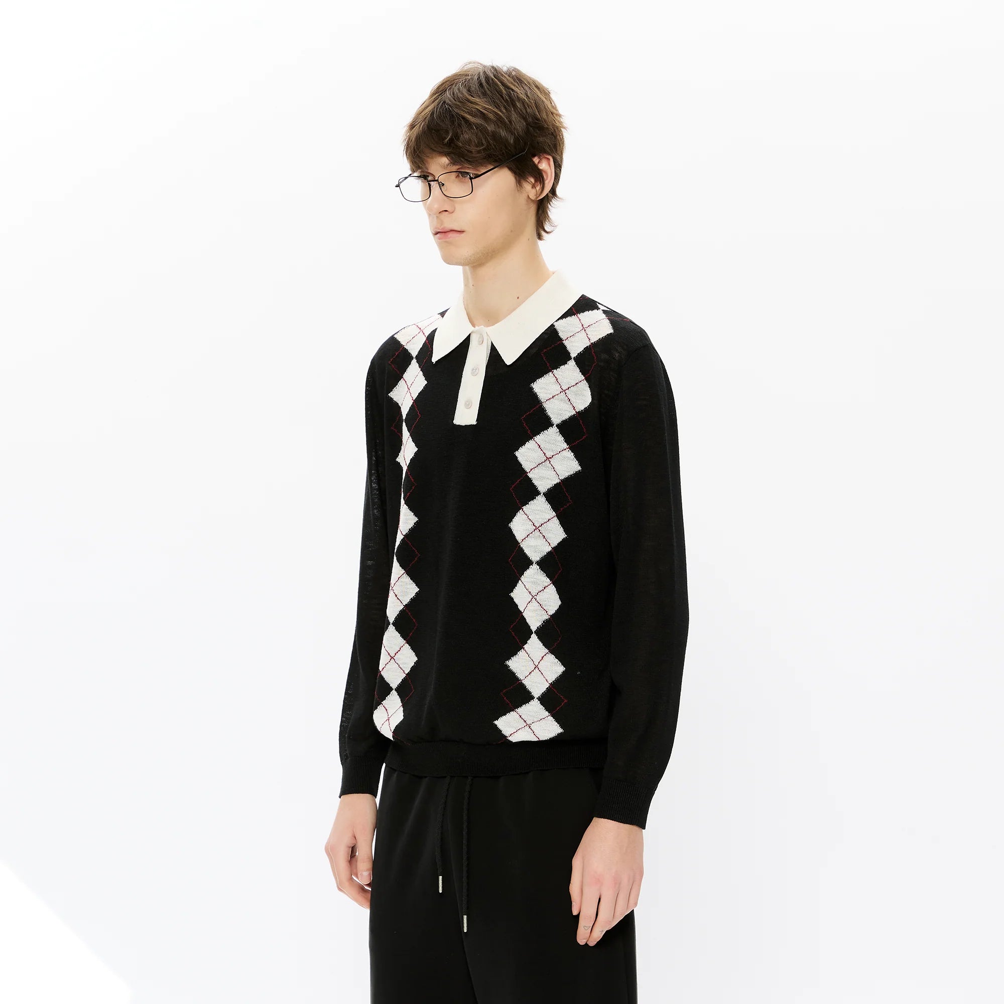 KREATE Retro Argyle Polo Sweater