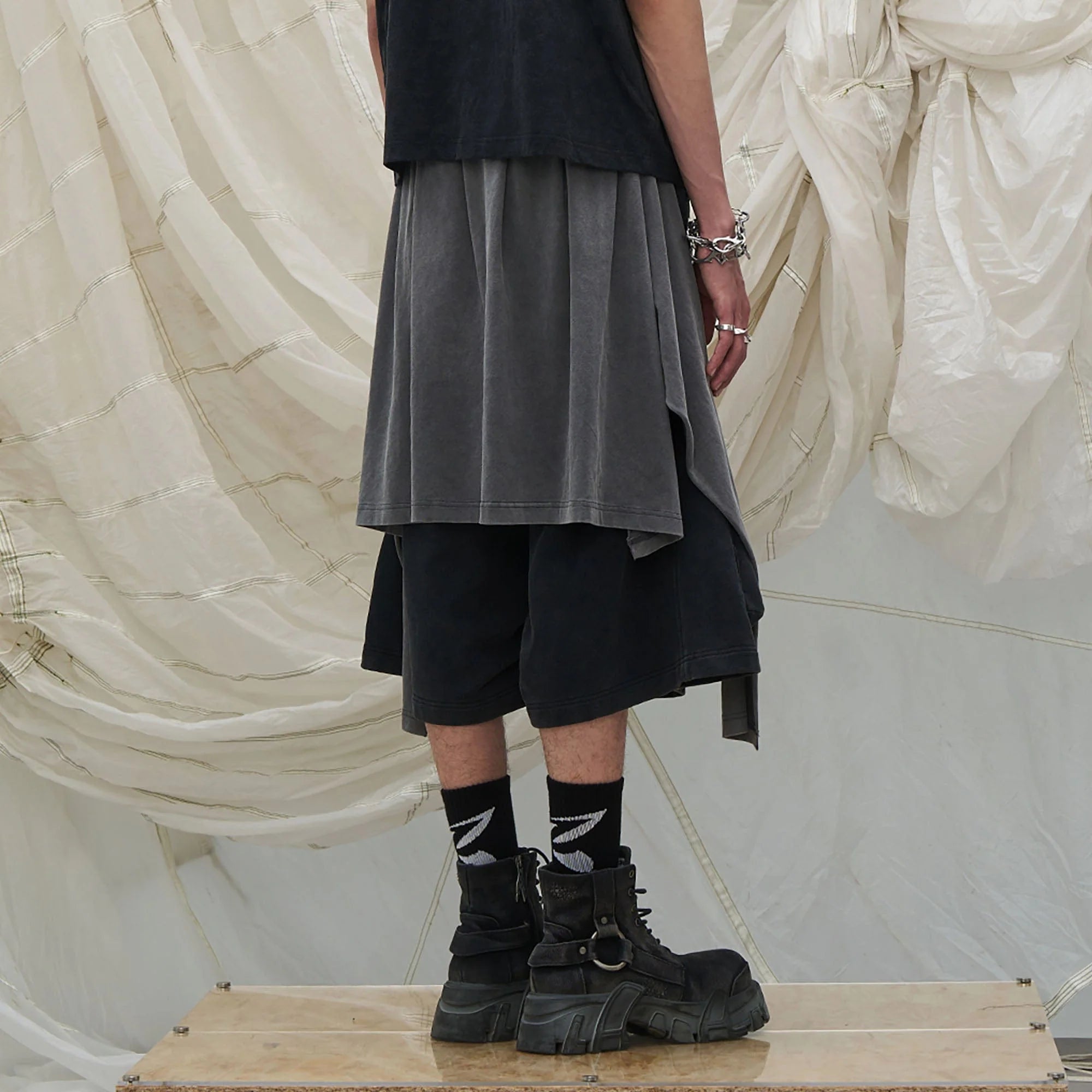 RELABEL Detachable Drape Multi-Pocket Drawstring Shorts