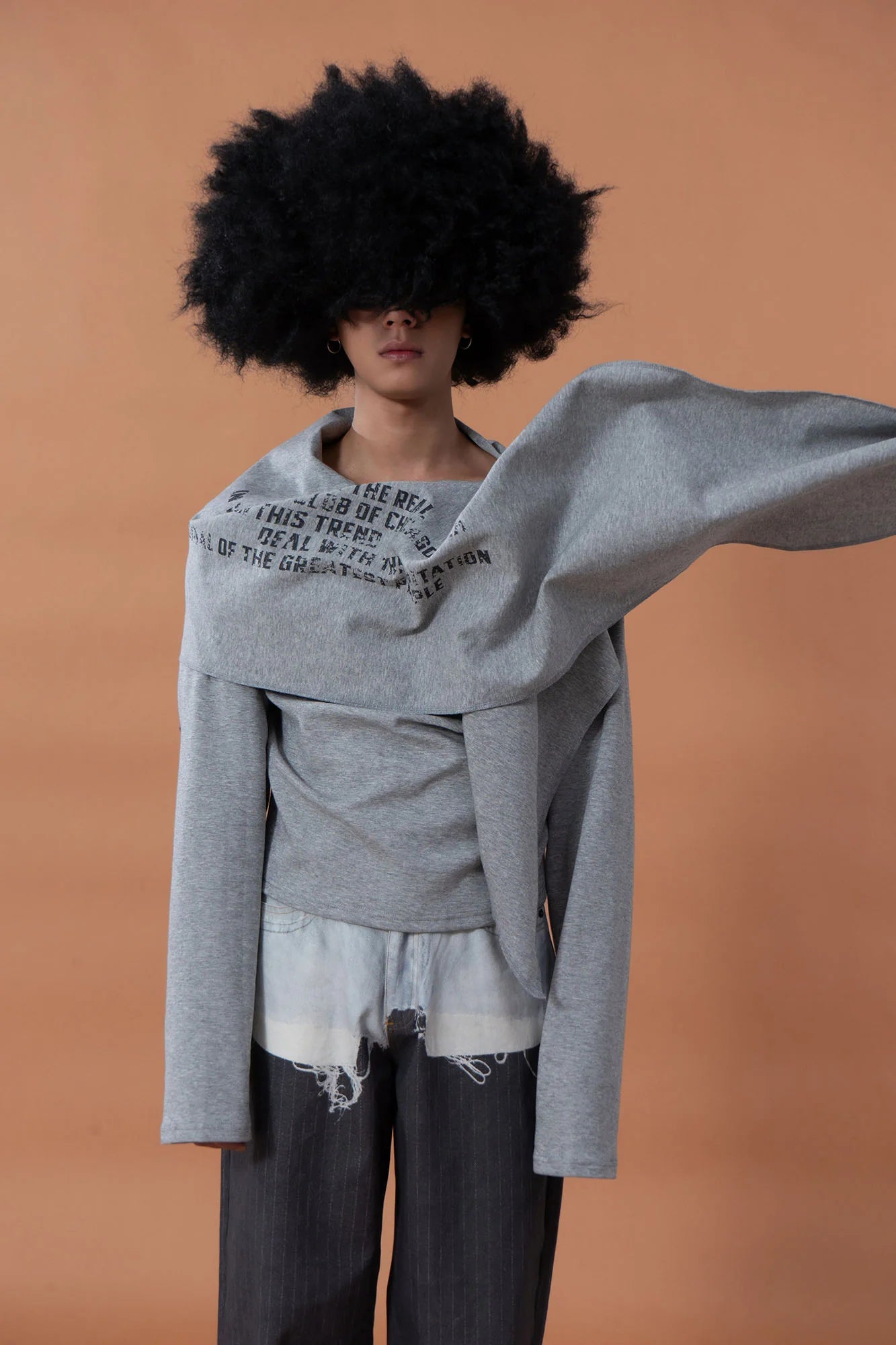 CLP Deconstructed Shawl-Overlay Sweatshirt