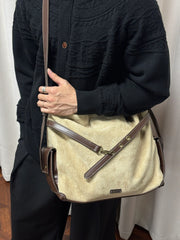 KREATE Faux Suede Panel Messenger Bag
