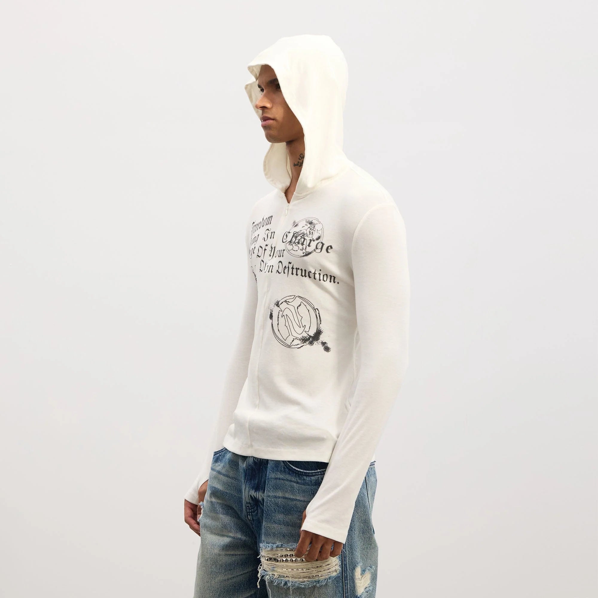 DND4DES Gothic Graphic Slim Zip-Up Hoodie