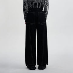 TIWILLTANG Contrast Stitched Straight-Leg Jeans