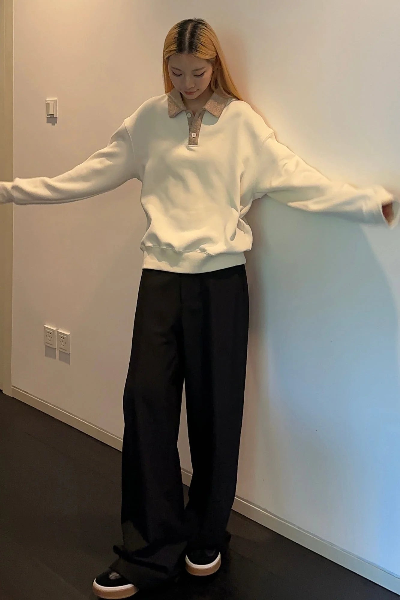 OKAYTHXBYE Flexweave Contrast Collar Sweatshirt