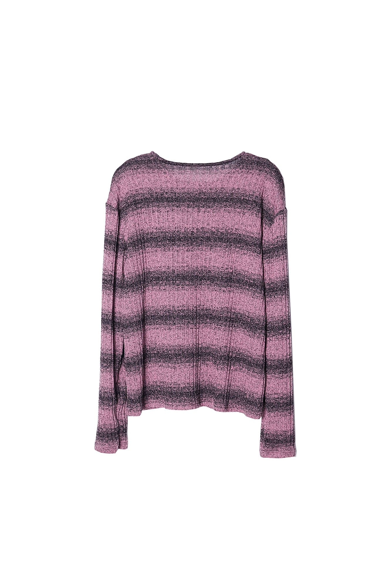 ASSEEN Horizontal Gradient Stripe Button Cardigan Pink