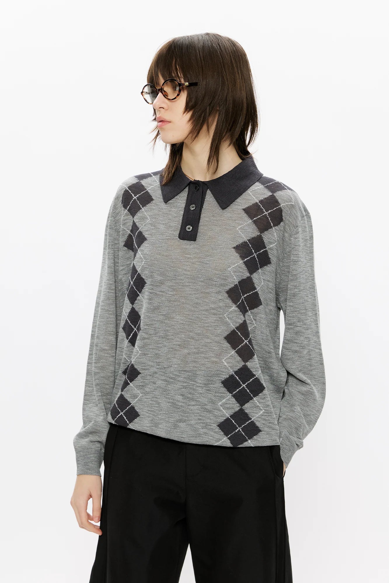 KREATE Retro Argyle Polo Sweater