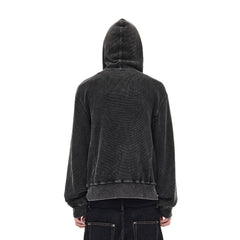 WHISTLEHUNTER Washed Waffle Studded Zip-Up Hoodie