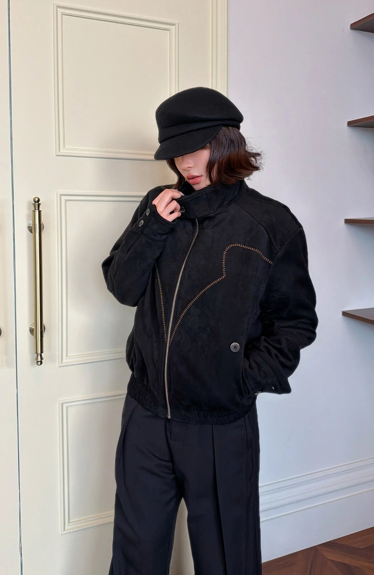 OKAYTHXBYE Wool-Padded Faux Suede Jacket