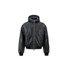 FORFEARTHAT Hooded Puffer PU Jacket