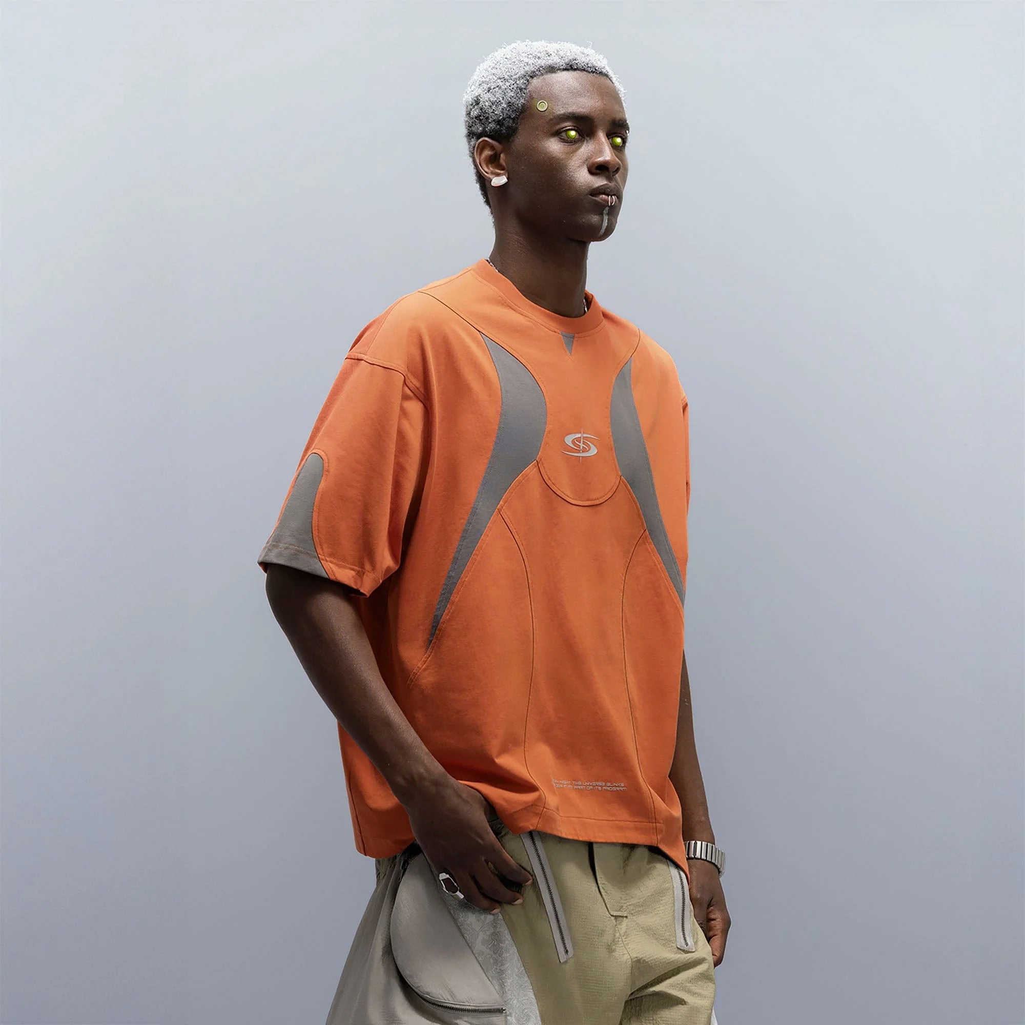 XIPHEVIL Curve Spliced Quick-Dry Sorona T-Shirt Orange