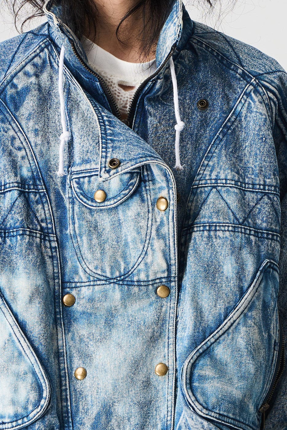 EPIC POETRY Deconstructed Washed Denim Biker Jacket