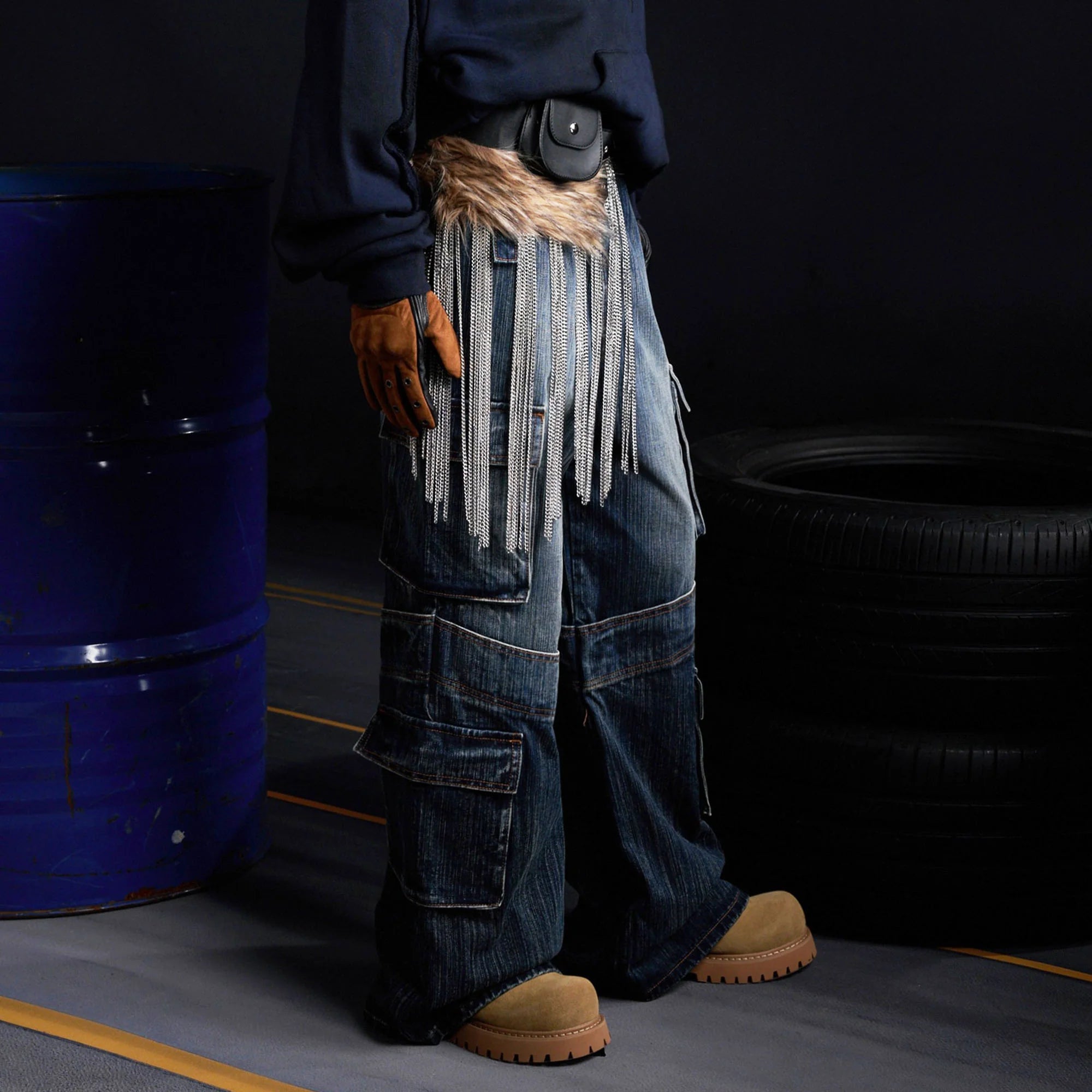 RECOVER ZONE Multi-Pocket Wide-Leg Utility Jeans