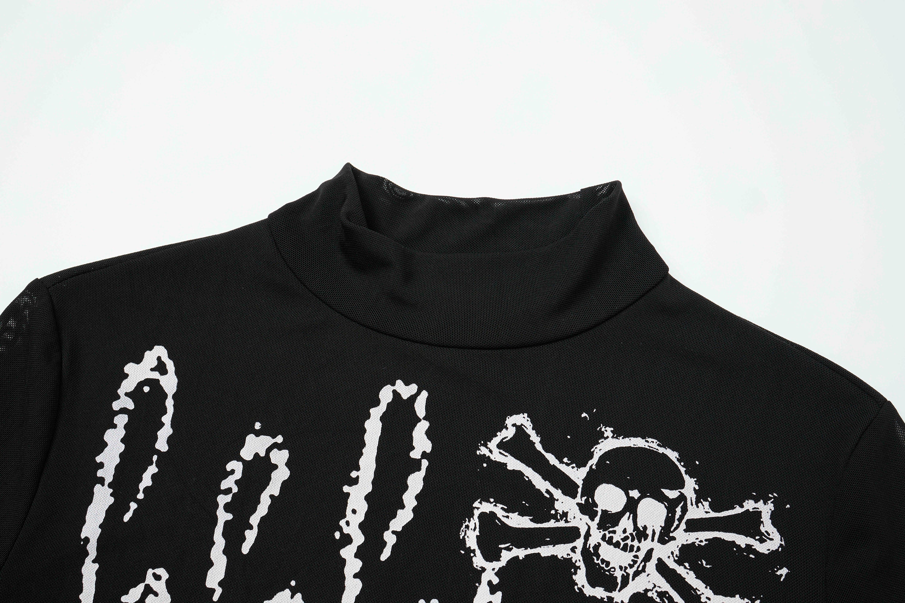 CLP Full-Print Graffiti Mesh Long-Sleeve Tee