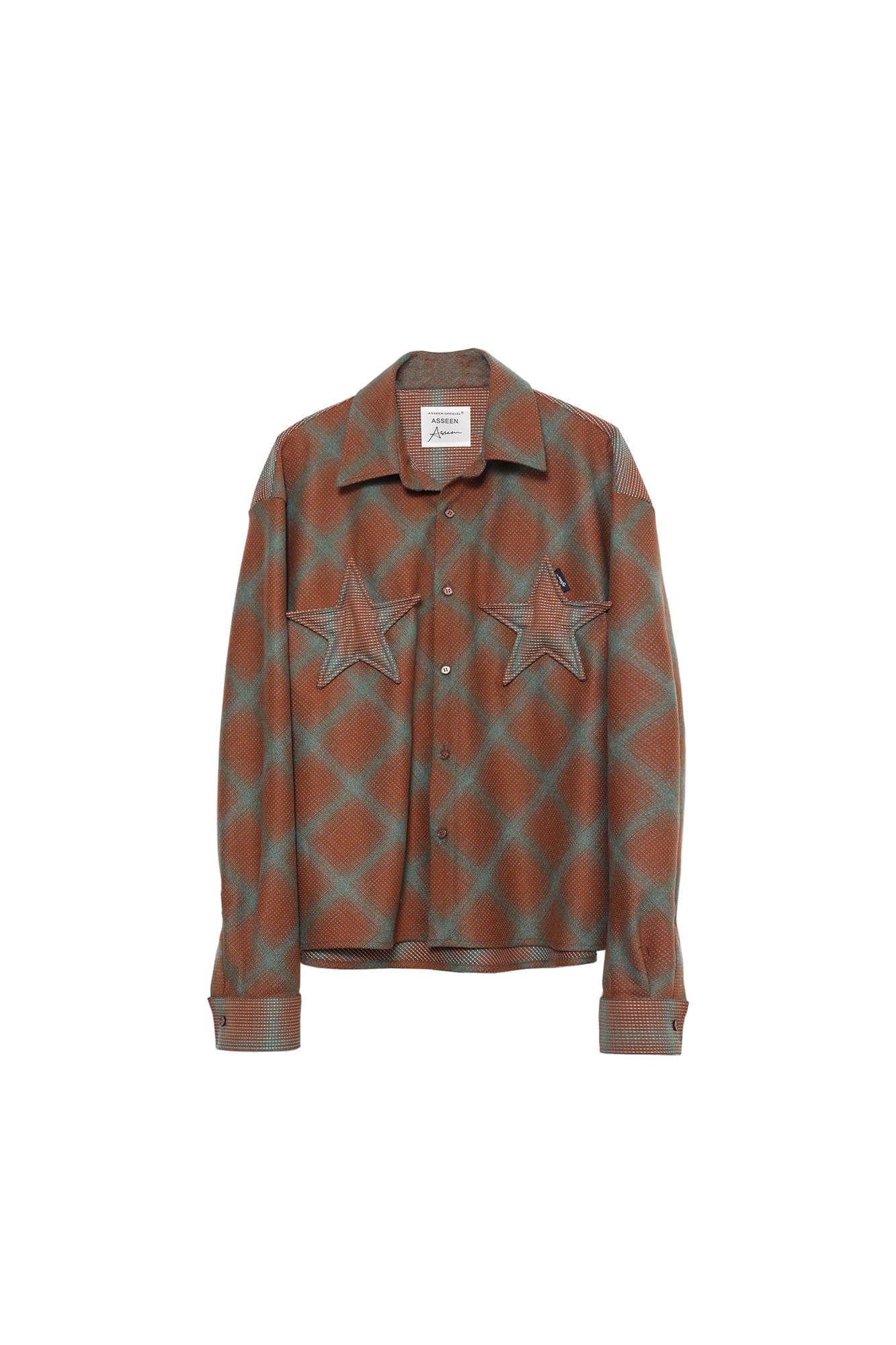 ASSEEN Symmetrical Star Patch Diamond Check Shirt