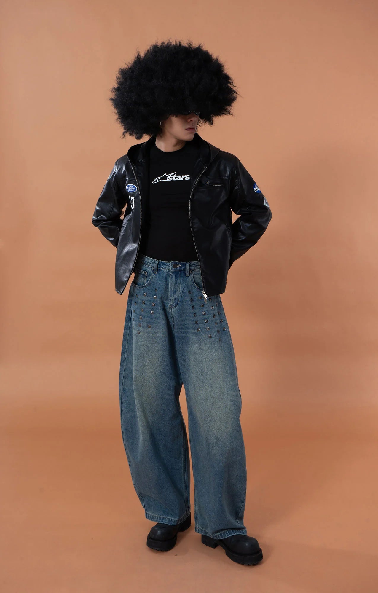 CLP Washed Studded Barrel Jeans