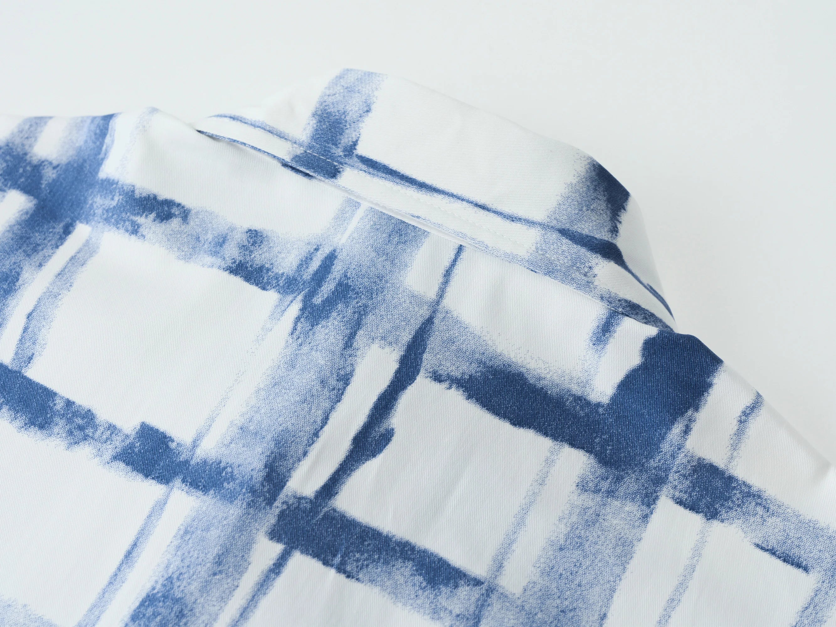 OVERLAPS Brush-Paint Grid Oversized Shirt