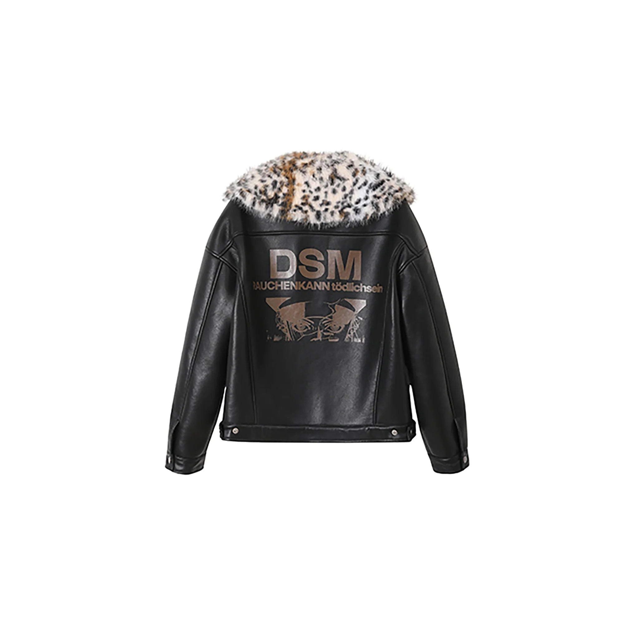 DONSMOKE × NANA Detachable Leopard Collar PU Jacket