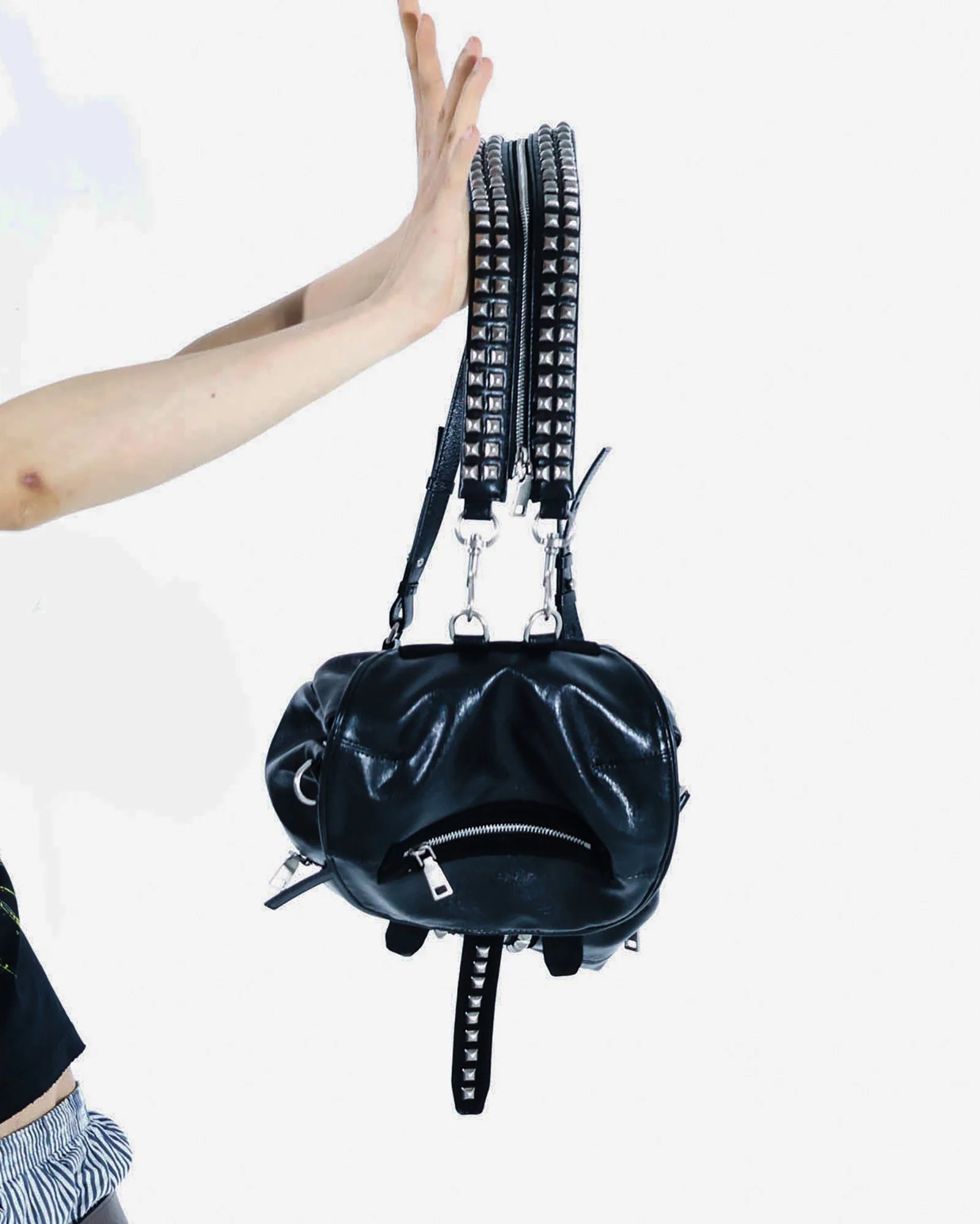 PCCVISION x GMK Studded Zippered PU Bucket Backpack