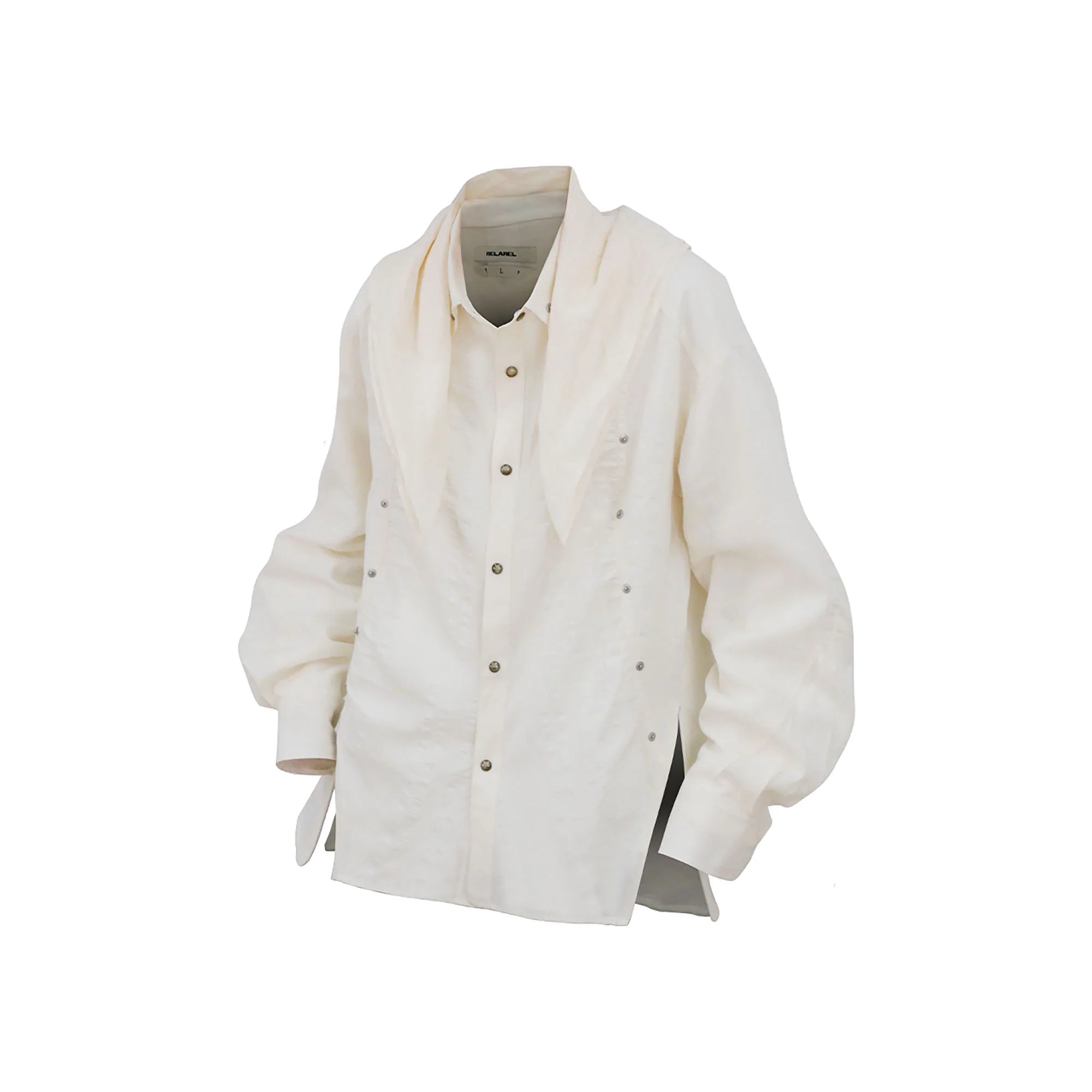 RELABEL Studded Detachable Scarf Shirt White