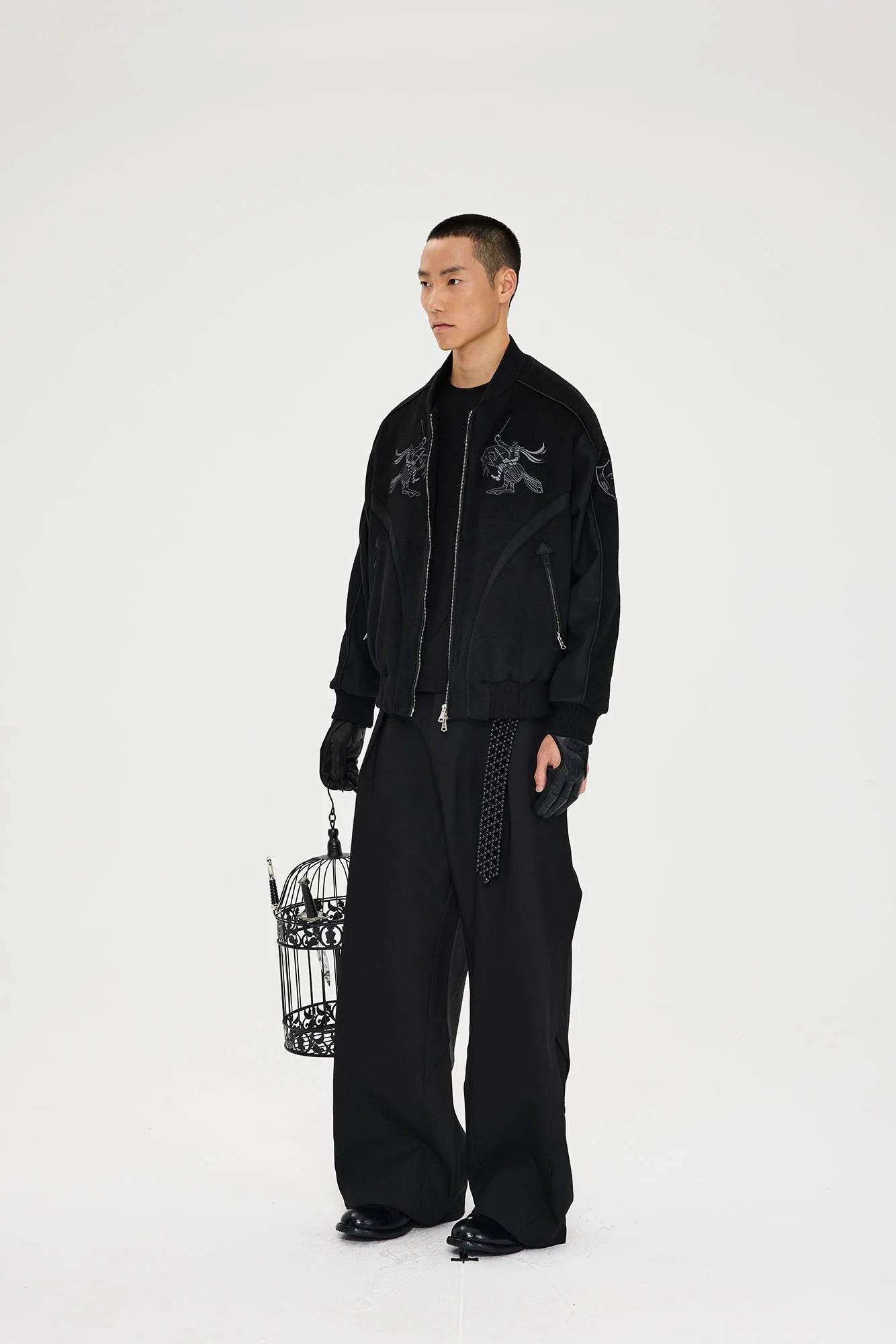 CATSSTAC Warrior Embroidered Panel Bomber Jacket