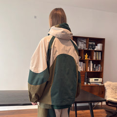 MIICHOUS Contrast Curved Panel Hooded Jacket