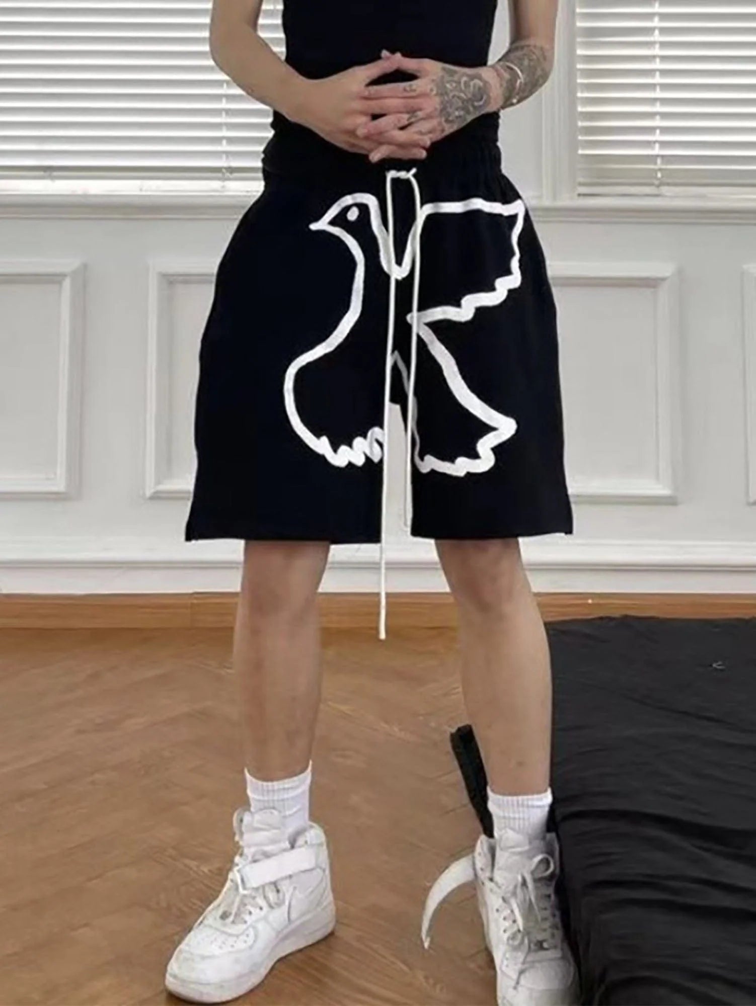 VINKID Dove Graphic Drawstring Sweat Shorts