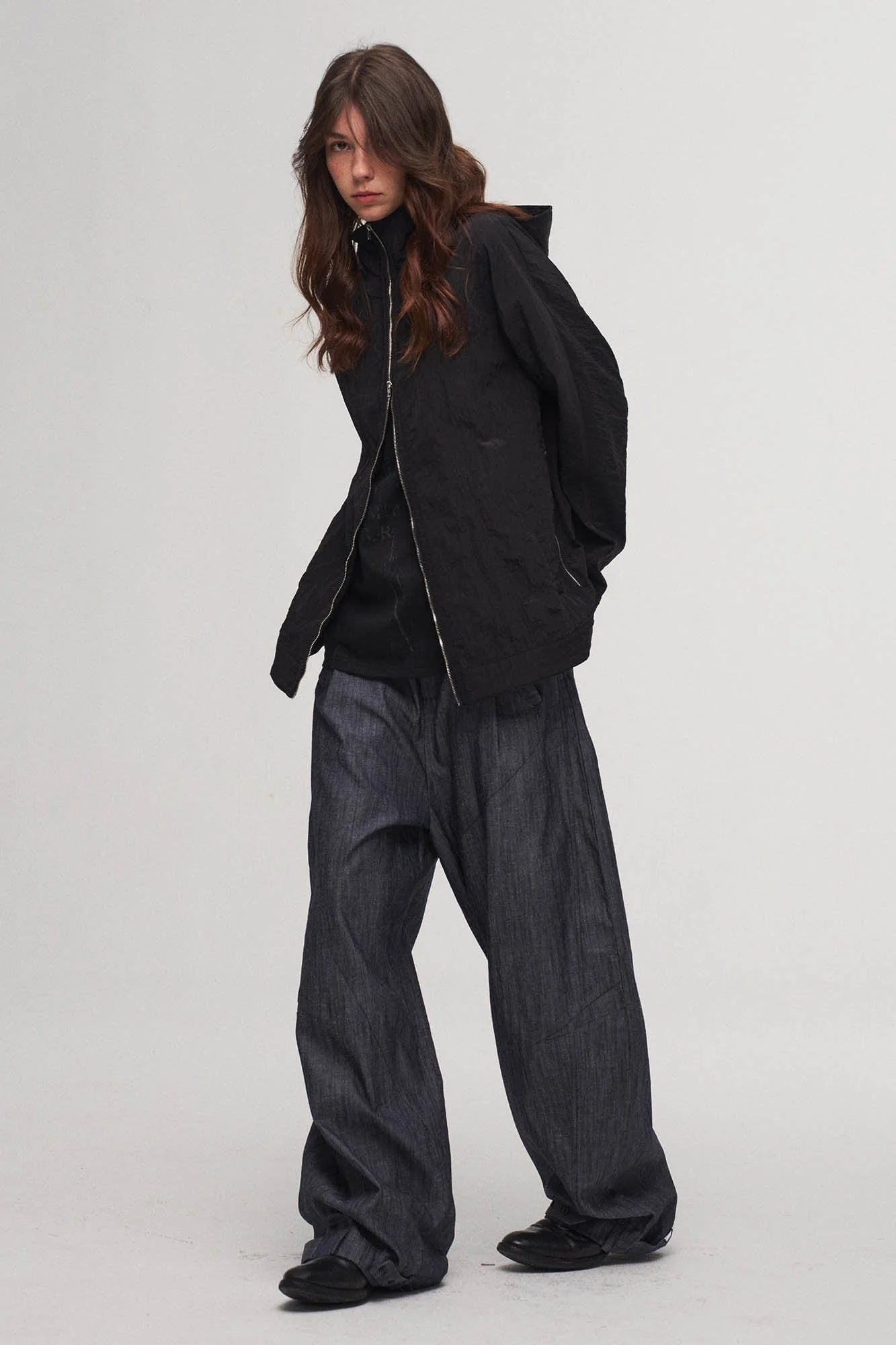 ILNya Nieternite Nifutur Crinkled Hooded Dual-Zipper Jacket