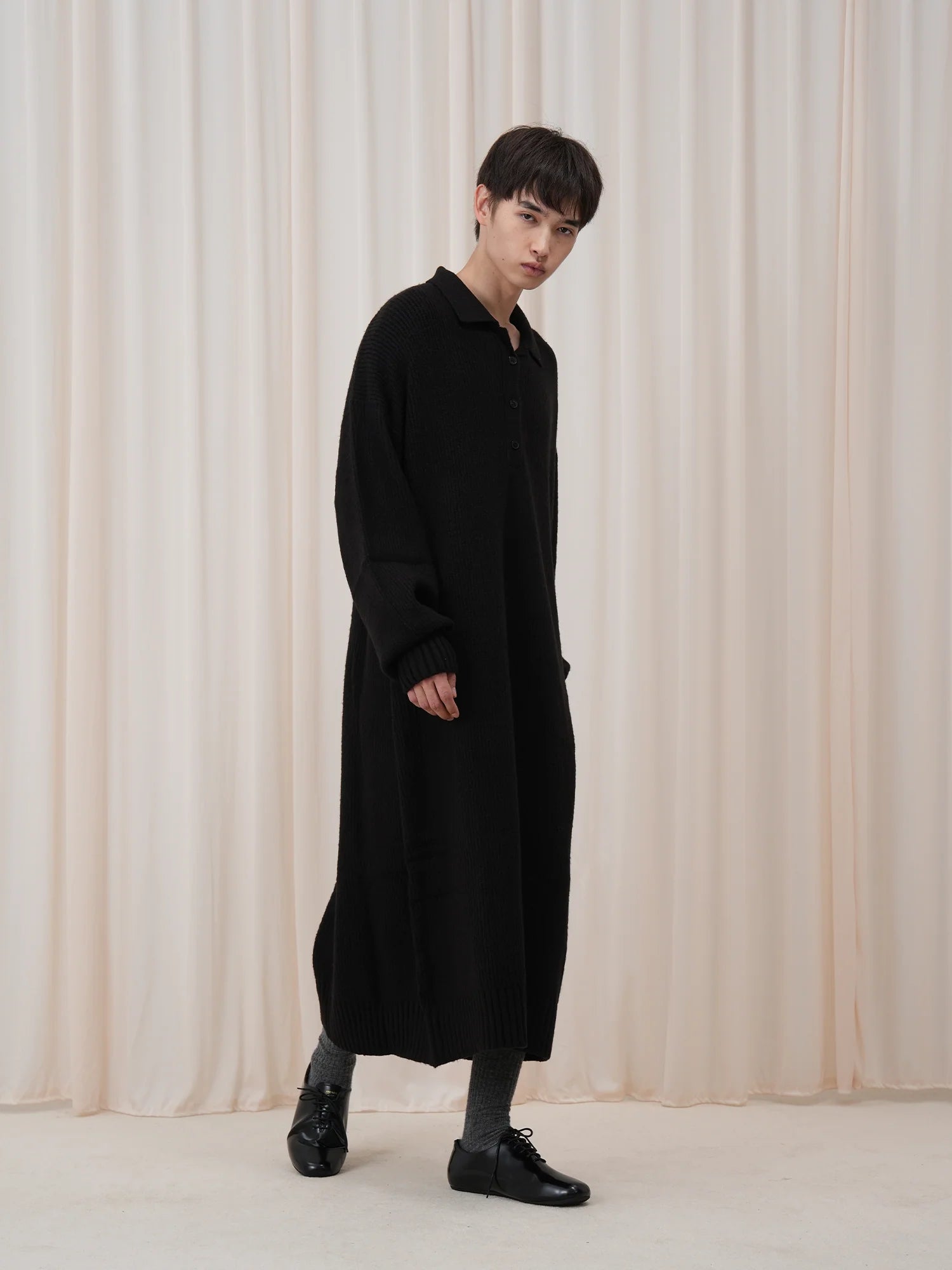 OUYANG WENJUN Half-Placket Oversized Sweater