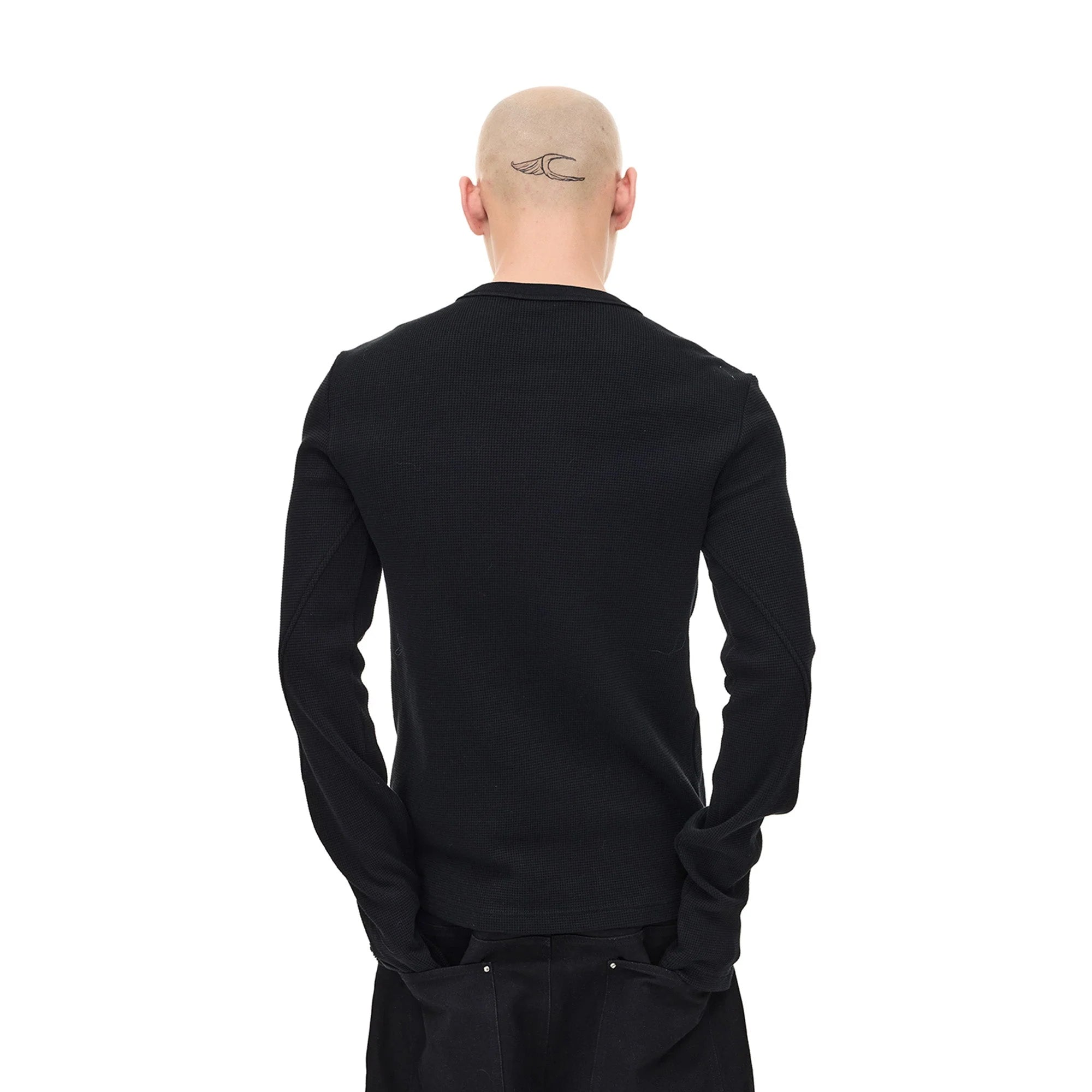 WHISTLEHUNTER Waffle-Knit Snap Henley Long-Sleeve Tee