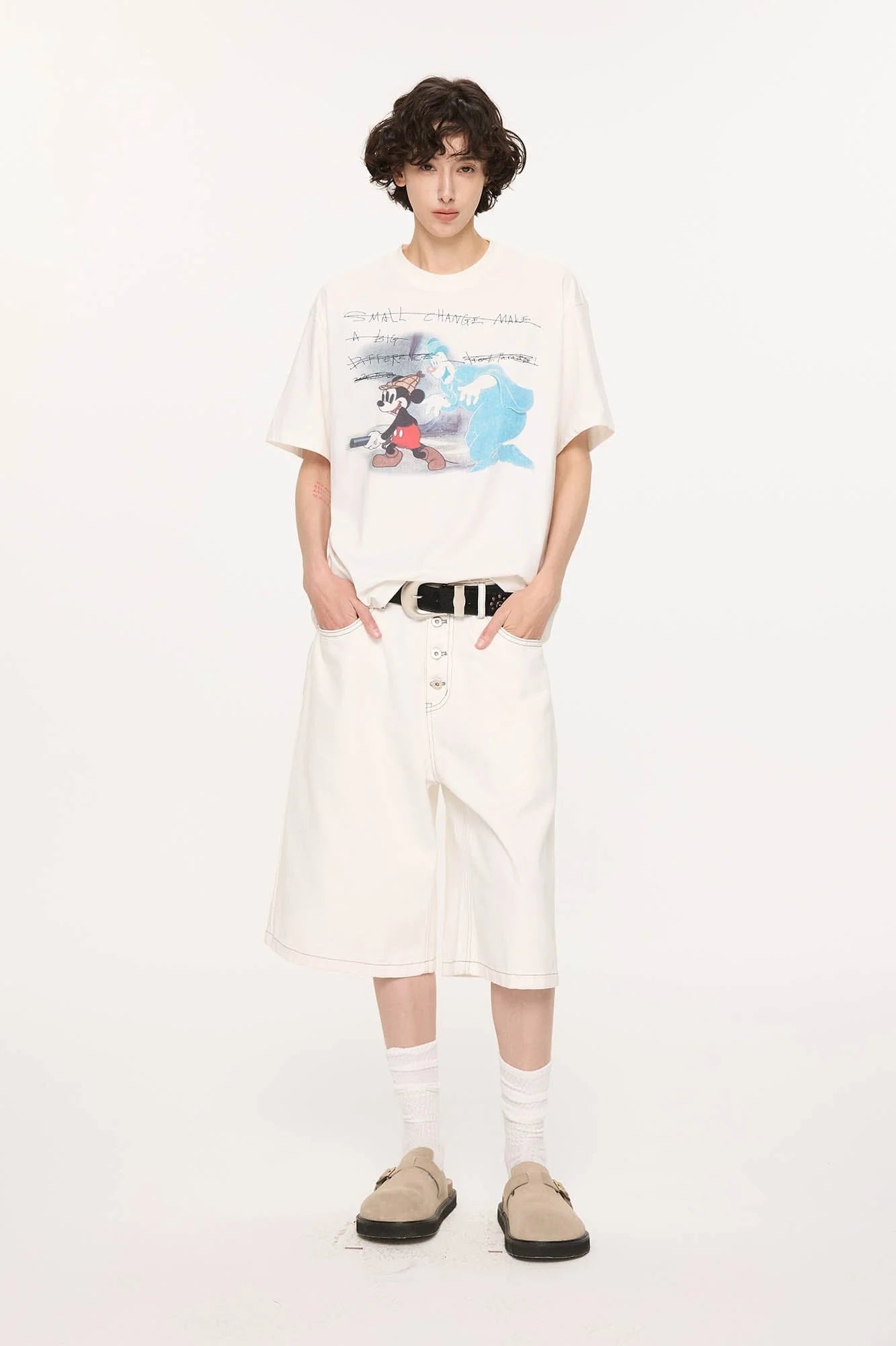 KREATE Essential Button-Up Stitched Denim Shorts