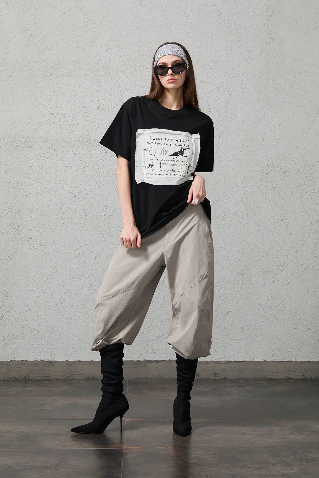 ORGANIC EMOTION Script Patchwork Sorona T-Shirt