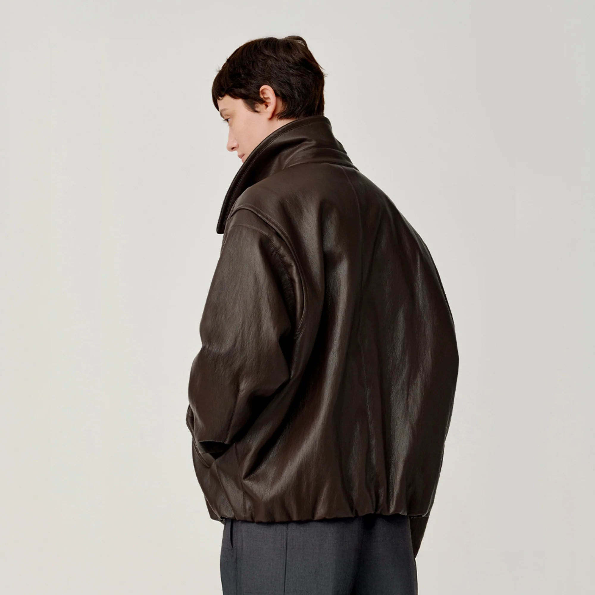 OPICLOTH Soft-Tanned Drawstring Faux Leather Jacket