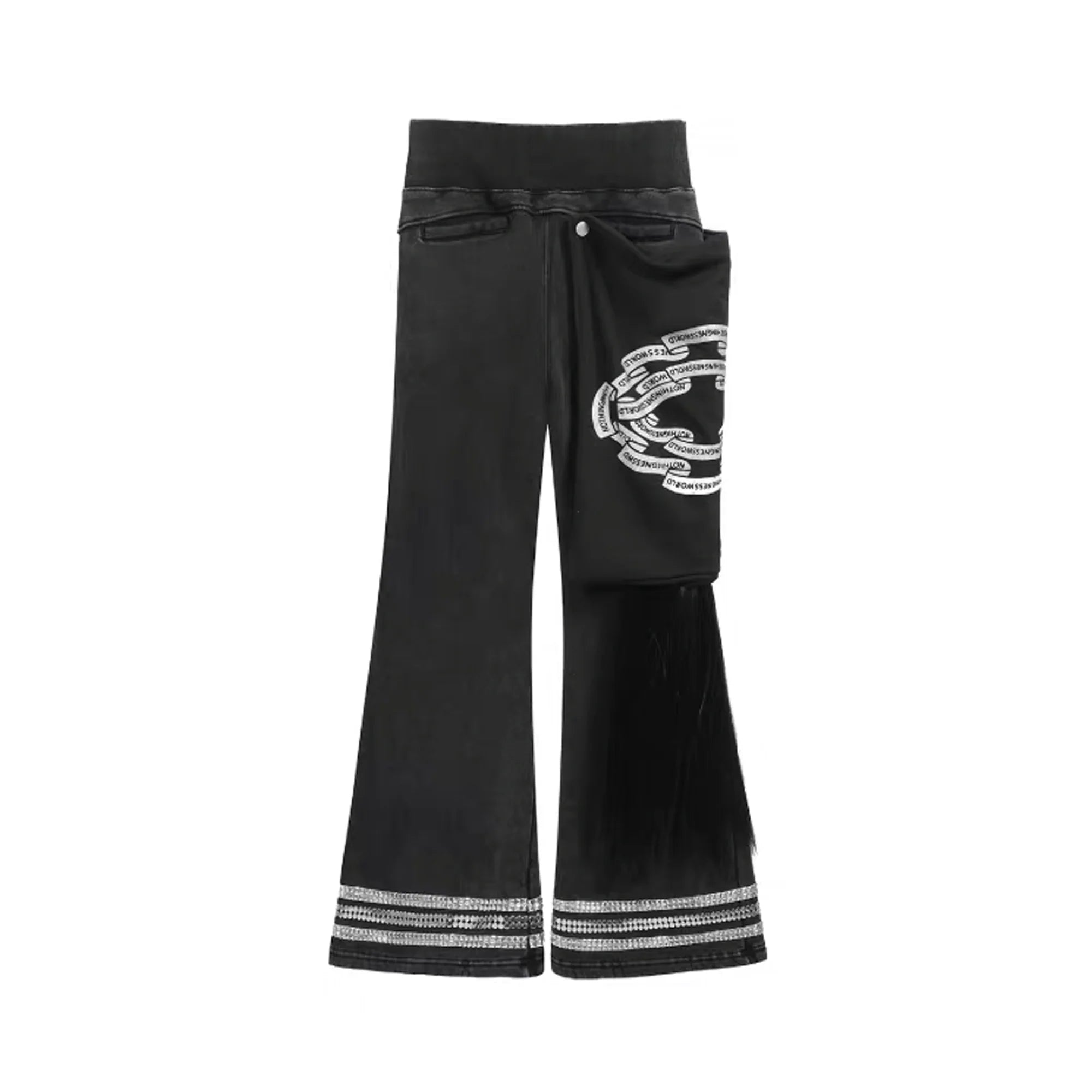 NOTHINGNESS WORLD Washed Pocket-Panel Flare Sweatpants