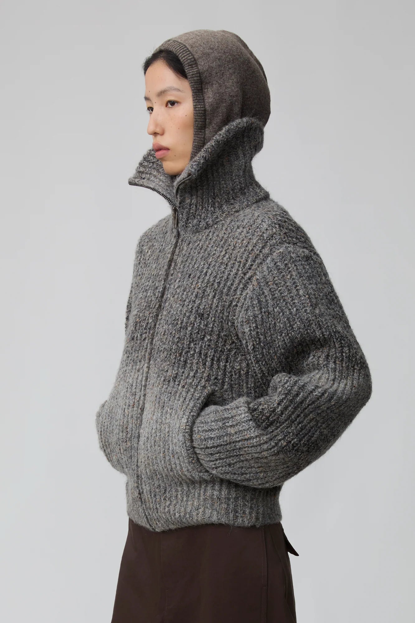 OPICLOTH Gradient Oversized Knit Zip-Up Cardigan